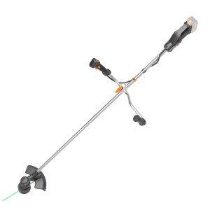Worx Akku-Freischneider WG082E.9 ohne Akku: Akku-Trimmer mit Bike-Griff und grünem Trimmerfaden.