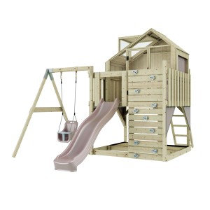 PolarPlay Spielturm Madita m. Babysch. Altrosa