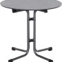 Runder, anthrazitfarbener Siena Garden Klapptisch Sola mit Stahlgestell, ideal für Balkon und Garten.