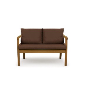 Braunes 2-Sitzer Gartenbank Kissen Set mit Sitz- und Rückenkissen für mehr Komfort.