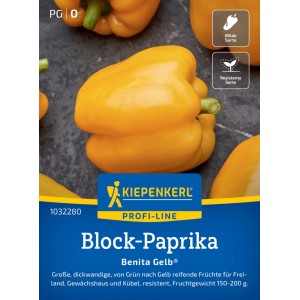 Kiepenkerl Blockpaprika Benita Gelb® F1 Samenpackung mit gelber Paprika.