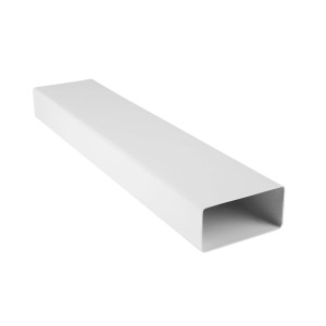 Weißes Vierkantrohr, 1 m lang, aus Kunststoff für Flachkanalsysteme.