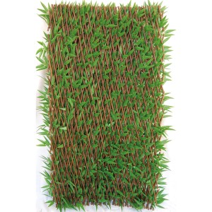 Tenax künstliche Hecke Bamboo, 1x2m, als flexibler Balkonsichtschutz mit grünen Blättern.
