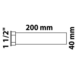 Weißes Kirchhoff Tauchrohr, 44,9 mm (1 1/2 IG) x 200 mm, für DN 40 mm Siphon.