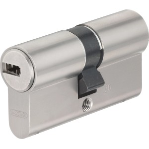 Abus Einbaudoppelzylinder D20, 30/50 Nickel, mit Not- und Gefahrenfunktion für erhöhte Sicherheit.