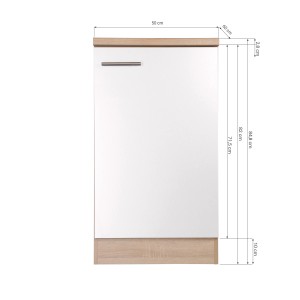 Respekta Spülenunterschrank Merle, 50 cm, grau, mit Maßangaben.