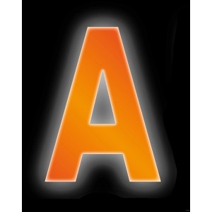 Reflektierender, orangefarbener Klebebuchstabe A, 8 cm, zur Beschriftung von Oberflächen.