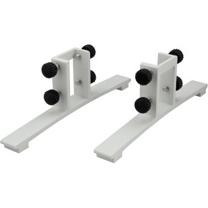 Weiße Standfüße Infrae mit Rollen für Heizpaneele, Aluminium.