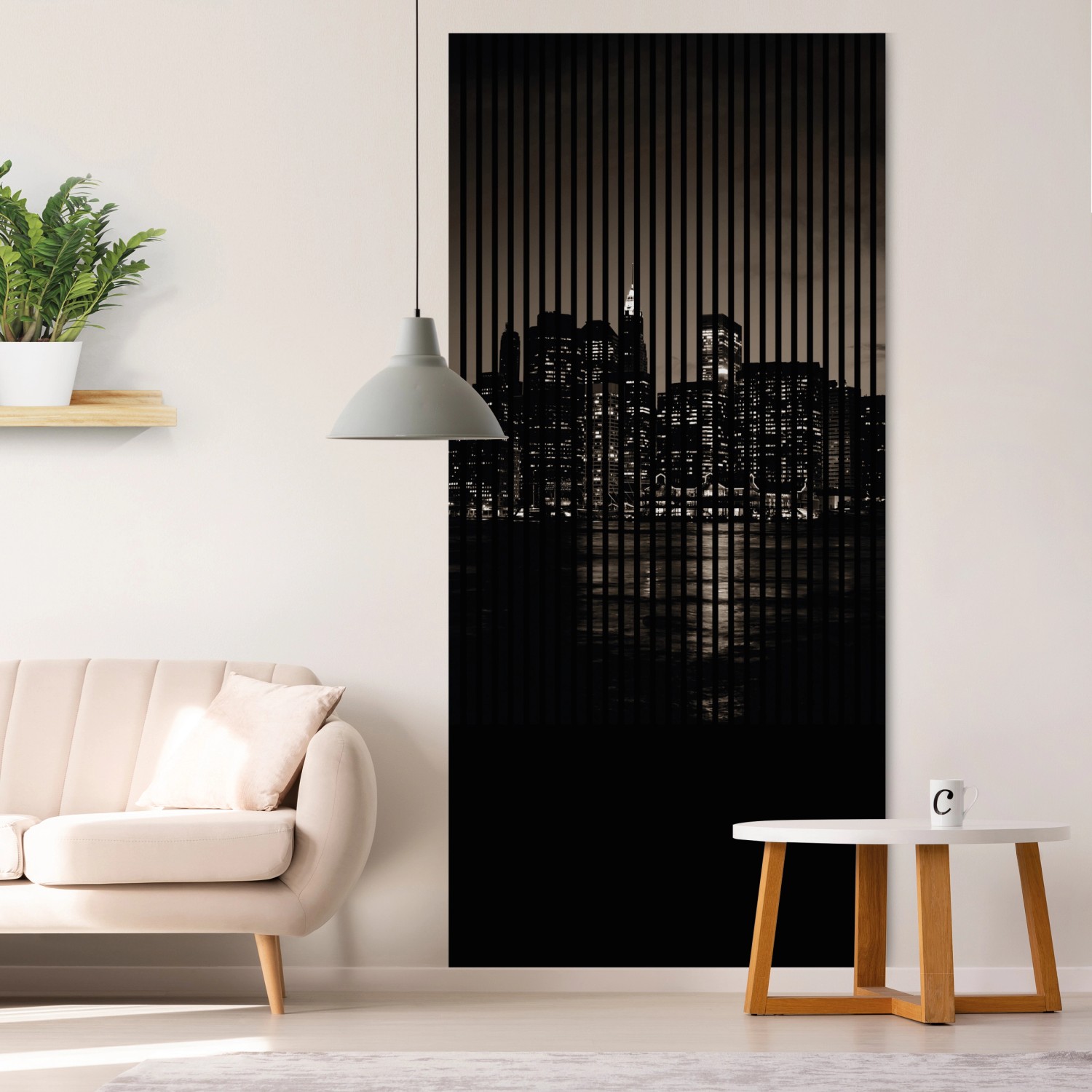 FN Acustico Akustikpaneel Digital mit Skyline-Motiv, 113,3x240cm, zur Schallabsorption und Dekoration.
