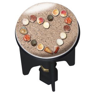 Wenko Abfluss-Stopfen Heartbeach mit Herz aus Muscheln und Sand für Waschbecken.