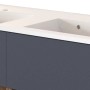 Held Möbel Doppelwaschtisch Bari, 120 cm, Grau Matt, mit zwei weißen Waschbecken und Holz-Optik Seitenteil.