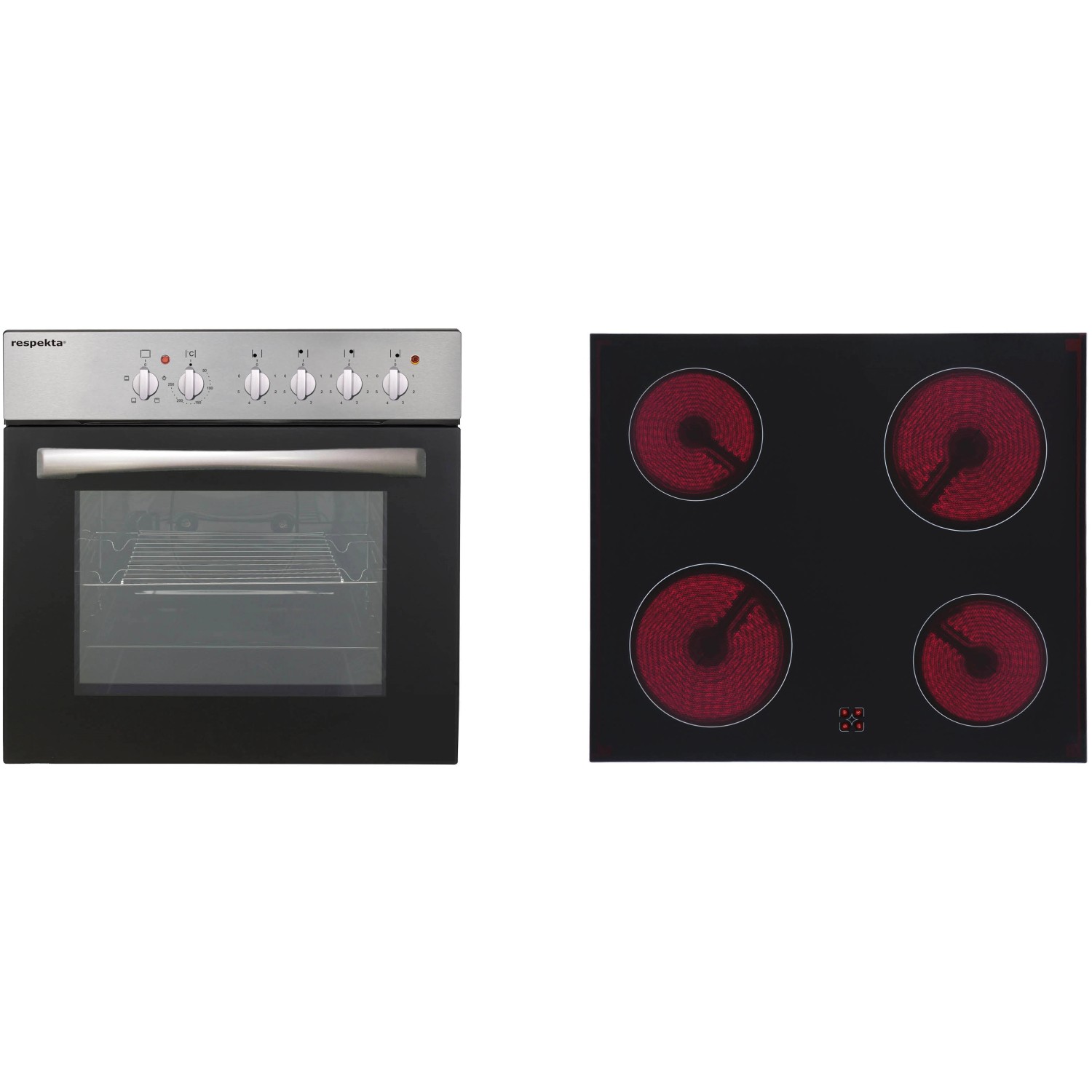 Respekta Herd-Set: Einbauherd mit Glaskeramikkochfeld für die Economy Küchenzeile.