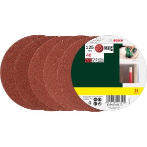 Bosch Schleifblatt-Set K40, Ø 125mm, 25 Stück für Exzenterschleifer.