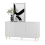 Selsey Sideboard Bello mit Lamellenfronten 154 cm Weiß mit Goldenen Beinen_7