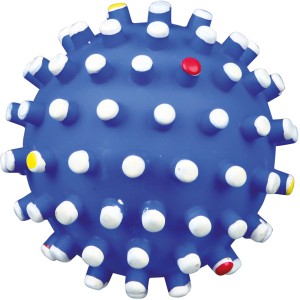 Blauer Jollypaw Igelball aus Vinyl mit Noppen, ø 10 cm, Apportierspielzeug für Hunde.