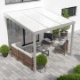 Graue Terrassenüberdachung Professional 300x300 cm mit opalem Polycarbonat-Dach.