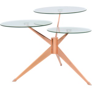 Kayoom Beistelltisch Triplet in Rosé mit drei Glasplatten und Metallgestell.