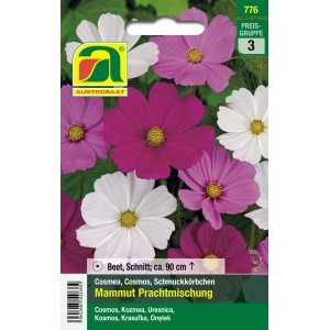 Austrosaat Schmuckkörbchen Mammut Prachtmischung, mehrfarbige Kosmeen im Blütensamen-Paket.