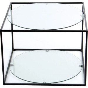 Kayoom Beistelltisch Cody, schwarz, mit Glasplatten. Moderner Couchtisch in Würfelform.