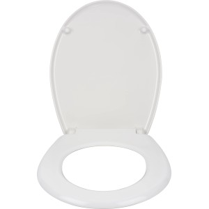 Weißer WC-Sitz Rabacal mit Muscheln und Absenkautomatik von baliv.