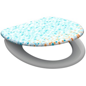 Eisl WC-Sitz Mosaik blau-orange mit Absenkautomatik, Duroplast, Motivdruck.