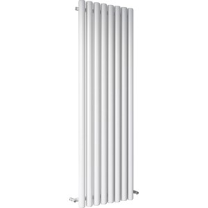 Weißer Ximax Raumheizkörper Erupto, 600x585 mm, 631 Watt. Design Heizkörper mit vertikalen Rundrohren.