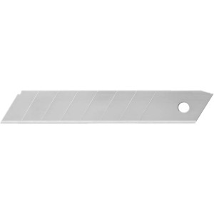 Einzelne silberne 18mm Abbrechklinge aus gehärtetem Stahl für Cuttermesser, mit Sollbruchstellen.