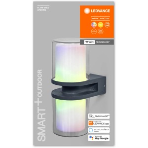 LEDVance Smart+ LED-Außenwandleuchte Flare Multicolor für stimmungsvolle Gartenbeleuchtung.