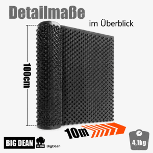 BigDean Premium Noppenfolie 1X10M Nässeschutz Für Hochbeete Und Mauern Noppenbahn Extrem Reißfest & Made In Europe