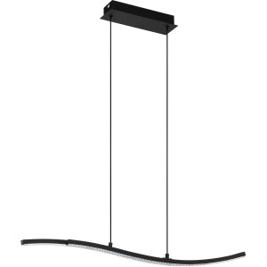 Moderne Eglo LED-Pendelleuchte Lejias, schwarz-transparent, 110 cm. Elegante Hängelampe für Wohnzimmer, Esszimmer oder Küche.
