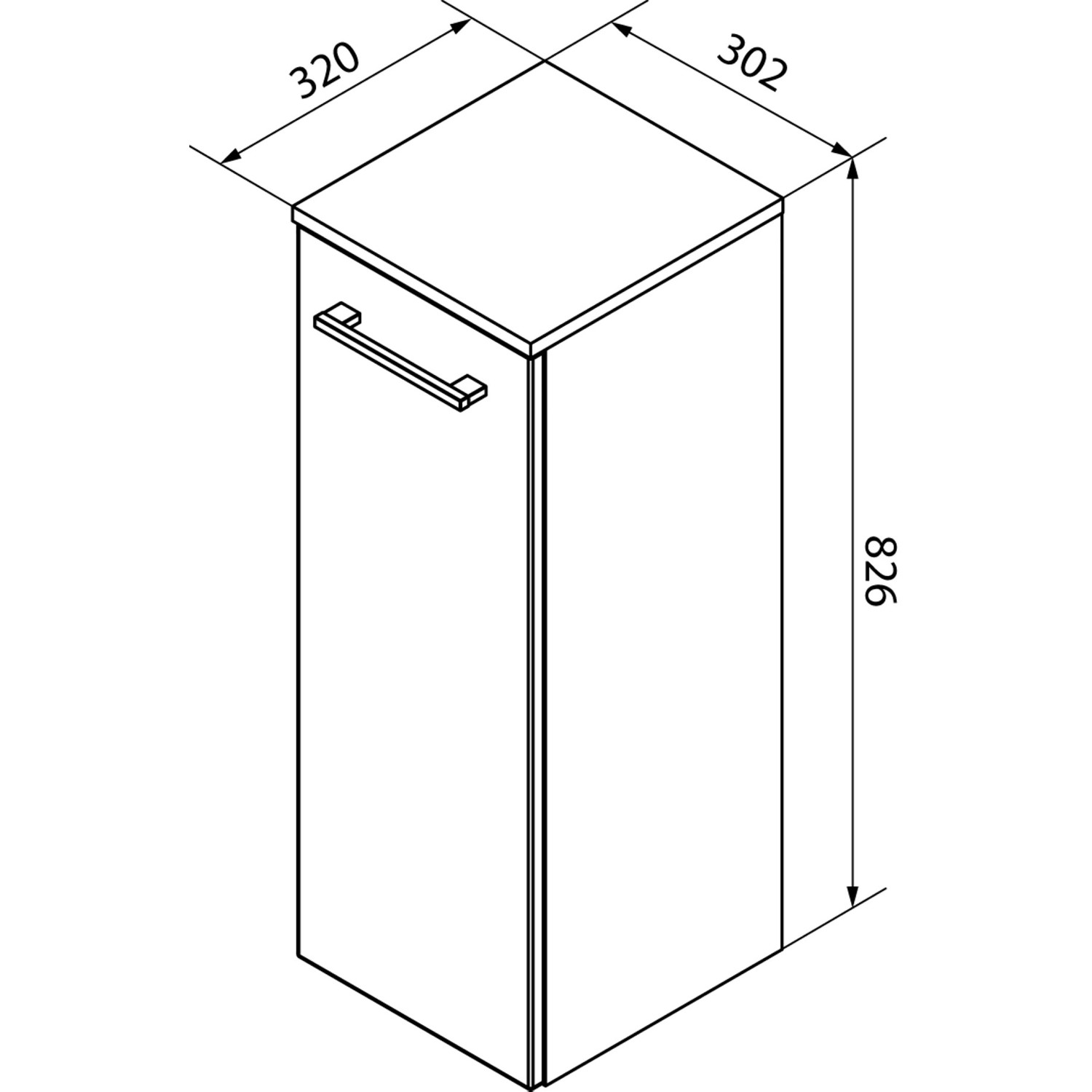 Fackelmann Verona Bad-Hängeschrank rechts, 30cm, Nussbaum/Weiß Hochglanz. Stauraum für Ihr Badezimmer.