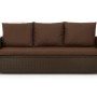 Braunes 3-Sitzer Gartensofa aus Polyrattan mit Kissen (160x50x50 cm) für mehr Komfort im Garten.