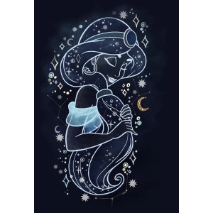 Wandbild Jasmin Stars, 30x40 cm, mit stilisierter Darstellung von Prinzessin Jasmin und Sternenkonstellationen.
