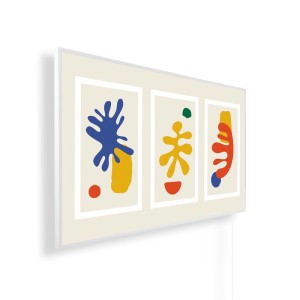 Könighaus Infrarotheizung Kritzelei Kinderzimmer Edition 600W mit abstraktem, farbenfrohem Design.