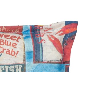 Beo Sitzauflage Togo 4er Set Maritim Hellblau mit Krabben-Motiv für Niedriglehner.