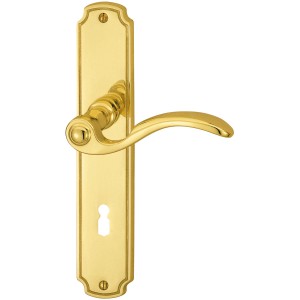 Alpertec Langschild-Garnitur Rebeca, Buntbart, Messing poliert für Zimmertüren.