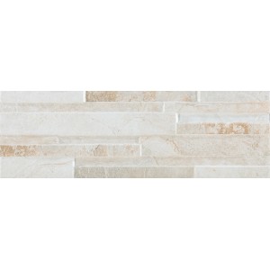 Wandverblender Eos in Creme aus Feinsteinzeug, 17x52 cm, für Innen- und Außenbereich.