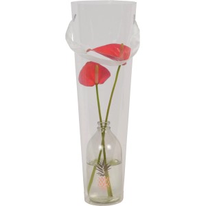 Schnitt-Flamingoblumen in Ananas-Vase, Topf ca. 10cm, elegante Tischdeko für Innenräume.