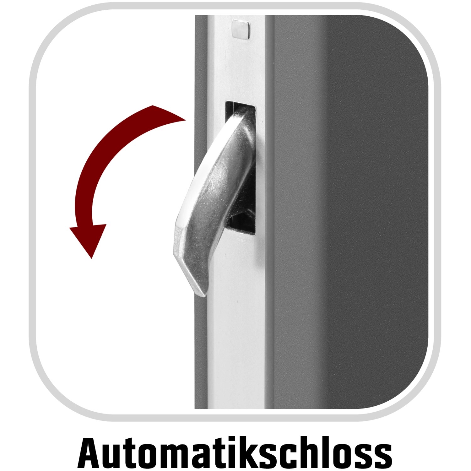 Detailaufnahme: Automatikschloss der ThermoSpace Prime Milano Haustür in Anthrazit.