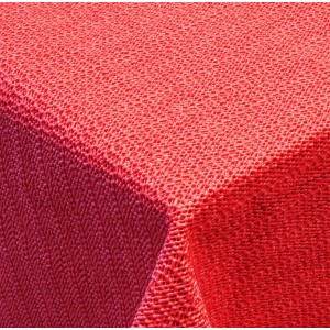 Rote, runde Garten-Tischdecke (Ø 130 cm) aus Weichschaum, wasserabweisend und rutschhemmend.