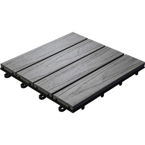 Florco WPC Klickfliese 3D anthrazit, 30x30 cm, Holzfliese mit Holzoptik und Klicksystem.