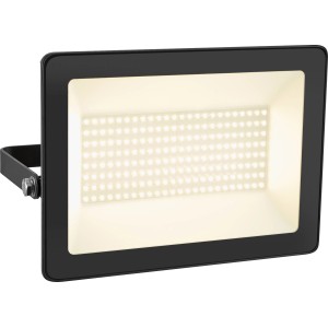 Schwarzer LED-Außenstrahler FL 70W aus Aluminium für Garten, Terrasse und Einfahrt.