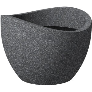 Scheurich Pflanzgefäß Wave Globe, Ø 30 cm, Schwarz-Granit, geschwungene Form.