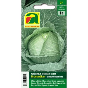 Saatgutpackung Austrosaat Weißkraut Brunswijker, eine späte Einschneidesorte.