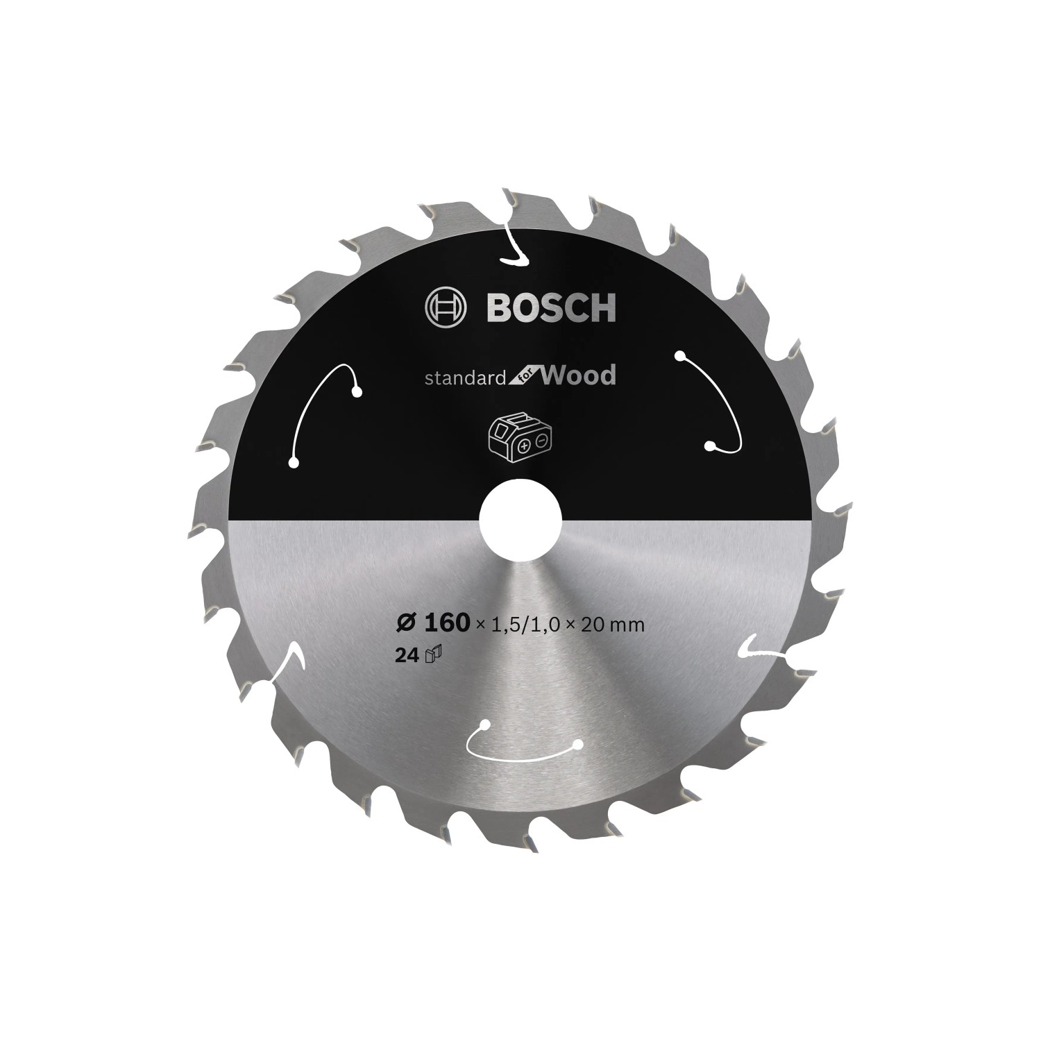 Bosch Kreissägeblatt Holz, Ø 160mm, 24 Zähne. Geeignet für Akkusägen.