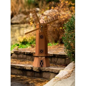 Rostbraune Ferrum Art Design Segelwindmühle als Gartendeko, 81x50x21cm.