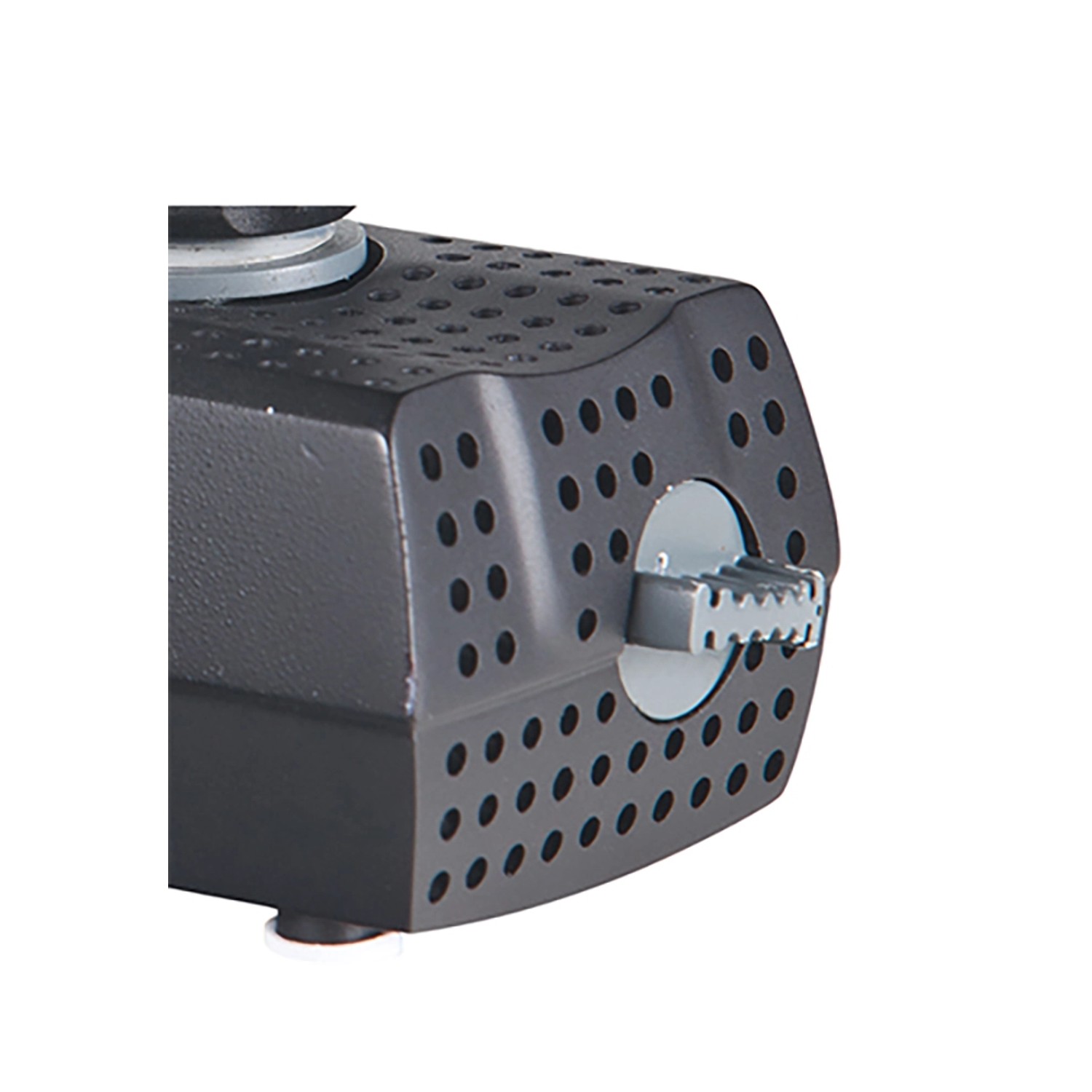 Detailaufnahme: Heissner Aqua Stark Teichpumpe 3400 l/h, schwarzes Gehäuse mit Regler.