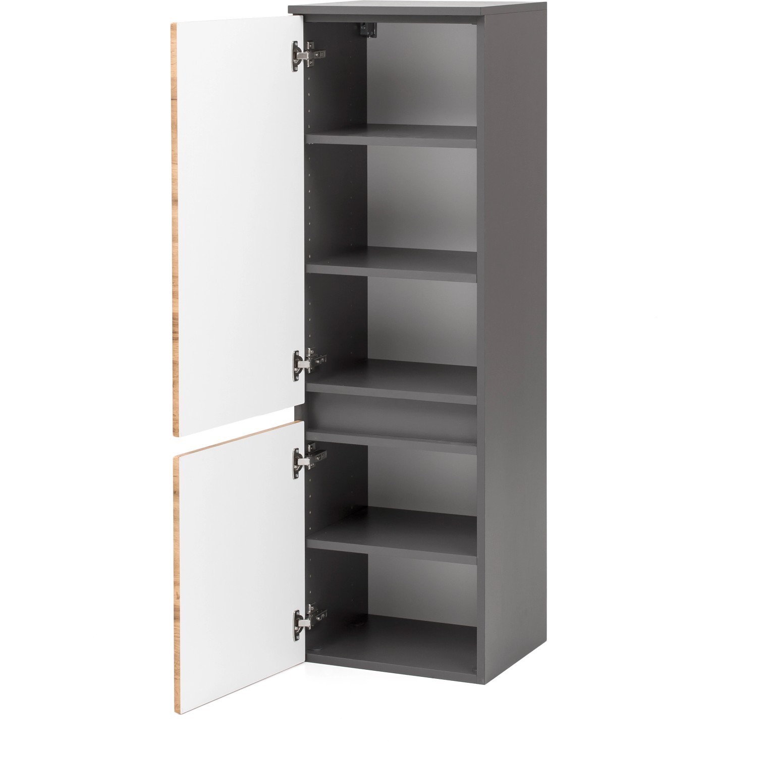 Offener Held Möbel Midischrank Salerno, 40 cm, Wotaneiche/Graphitgrau, mit Einlegeböden.