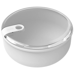 Runde, weiße Rotho Frischhaltedose Ela 1,8 l mit transparentem Deckel. Vorratsdose für Küche.