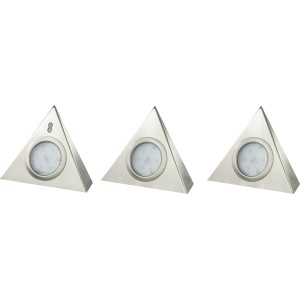 REV Ritter LED Unterbauleuchten-Set Triangel, 3er-Set, silberfarben, mit Sensor.